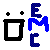 Pixelated icon with black trash can and blue 'EMC' letters on white background.