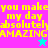 Pixelated text reads 'you make my day absolutely AMAZING' in yellow on split pink and blue backgrounds with a cyan star below the top-right section.
