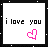 Two side-by-side pixel art display 'i love you' text with a pink heart icon, the right 's heart is filled while the left is outlined