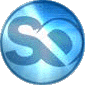 Three blue glossy circular icons with stylized 'sx' symbols, each displaying distinct text overlays: 'www sindominion net', 'zona autónoma temporal', and a third with no visible text.