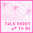Pixelated pink icon with 'TALK NERDY TO ME' text and heart symbols, featuring subtle animation changes across frames.