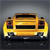A pixelated yellow vehicle with dark windows and headlights, viewed from the front against a gradient background.