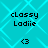 Cyan background with light cyan diamond pattern, four identical text blocks reading 'classy Ladiie' and '<3' symbols arranged in a layout