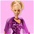 A pixelated animated contact sheet showing a blonde Barbie doll in purple attire on pink background and green text reading "Original Icons .com".