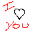 A 2x2 contact sheet of four animated frames showing a pixelated 'I ❤️ You' design with red text and heart symbols in various states of outline or fill.