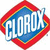 A split-screen image shows a Clorox logo on the left and a pixelated portrait of a person with long dark hair on the right.