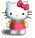 Hello Kitty avatar with red bow and dress, showing multiple facial expressions across frames.