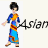 Static pixel art icon of a woman in traditional East Asian attire with visible text "Asian" to her right, set against a plain background.