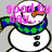 Pixelated snowman with orange carrot nose, black button eyes and mouth, green-and-blue checkered scarf, and pink text overlays reading "goodby day...", "erio be night!!!", and "evil snowwoman".