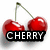 Pixelated cherry icon with two red cherries, green stem, and black banner reading CHERRY in white text.