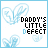 nine identical square displays a light blue heart outline and the text "DADDY'S LITTLE DEFECT" in black pixelated font on white background