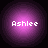 Four identical circular icons with purple gradient backgrounds display the name 'Ashlee' in white pixelated text.