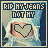 Pixelated buddy icon showing a person with ripped jeans and heart-shaped cutouts, displayed as two animation frames side-by-side with text "RIP MY JEANS NOT MY" above the image.
