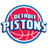 Animated sequence showing Detroit Pistons logo transitions from full circular emblem to star-shaped 'P' with basketball background.
