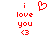 Red pixelated text 'i love you <3' with a heart symbol replacing the word 'love', displayed on white background.