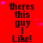 Red background with repeated black text 'theres this guy I Like!' and scattered pink stars, static image.