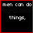 Pixelated text on black background with red border, showing sequential changes in word visibility and color across six