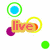 four pixelated icons with green circular borders, blue centers, and colored text overlays reading 'live', 'laugh', 'love' on white backgrounds