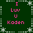 Green background with white dashed borders and star patterns, displaying pink text "I Luv U Kaden" in four identical quadrants.
