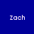 Four display the name 'zach' in white pixelated text on solid blue, purple, red, and dark purple backgrounds