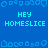 Blue background with repeated light blue pixelated text 'HEY HOMESLICE' and decorative border elements.