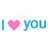 Two of 'I [heart] you' text with blue letters and pixelated hearts in pink, green, orange, and purple on a white background