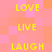 A static image with a pink and orange pixelated background displaying yellow text arranged in two
