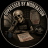 Circular pixelated icon with dark background showing skeletal figure holding a skull, surrounded by scattered bones and papers.