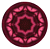 Circular pixelated icons with symmetrical floral or mandala patterns in various color schemes including red, purple, blue, and orange.