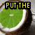 Animated sequence of a lime slice inside a coconut with changing text overlays and a smiley face.