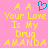 Pink background with yellow pixelated text reading 'A.A. Your Love Is My Drug AMANDA' and a blue pixelated heart symbol above the text.
