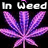 Pixelated purple cannabis leaves on black background with partial white text reading "In Weed" and "We Trust".