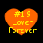 Four orange heart-shaped icons with yellow text reading "#19 Lover Forever" arranged in a on black background