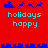 Red background with blue pixelated border and text reading 'holidays happy' in cyan. Two identical blue icons appear in top and bottom , each showing a boat with three figures. The top icons have four figures while the bottom icons have three figures. The top icons have a blue border with four figures while the bottom icons have a blue border with three figures. The top icons have a blue border with four figures while the bottom icons have a blue border with three figures. The top icons have a blue border with four figures while the bottom icons have a blue border with three figures. The top icons have a blue border with four figures while the bottom icons have a blue border with three figures. The top icons have a blue border with four fig