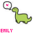 Green dinosaur with black outline and speech bubble containing colored 'Y' symbol, displayed in multiple color variations of the text.