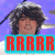 Pixelated image of a person with dark curly hair wearing a white helmet, set against a purple background with red text reading 'RRRR' on a blue banner.