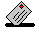 Pixelated document icon with red cross, black base, and diagonal lines on white background, displayed in three variations showing different angles.
