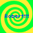 Four identical spiral patterns with green and yellow concentric rings, each containing blue text reading "Robert!!!!" in a pixelated font.