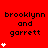 Red background with black text 'brooklynn and garrett' repeated across three , white star icons varying in quantity per
