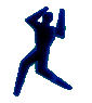 Six blue silhouettes of a human figure in various dynamic poses against a light gray background, arranged in two