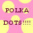 Pink background with yellow polka dots and dark purple text reading "POLKA DOTS !!!!" in two identical horizontal sections.