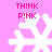 Pixelated white snowflakes on pink background with 'TH!NK P!NK' text above each, varying snowflake shapes across four positions
