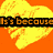 Yellow heart-shaped icon with orange background and pixelated text reading "It's because your guy isn't it" across three