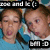 Two pixelated faces in close-up, one with eyes closed and mouth open as if shouting, the other with eyes partially closed; black text banners at top and bottom.