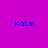 Purple background with blue text "KaLm" repeated in a pattern, surrounded by pink star-shaped pixel clusters with dotted lines