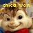 Animated pixel art of a cartoon chipmunk with brown hair and red clothing, displaying text above its head.