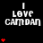 Black background displays white text "I LOVE CAMDAN" with red heart symbols varying in quantity and arrangement across multiple instances of the text.