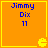 Four orange square with yellow borders display blue text reading "Jimmy Dix 11" and a small yellow Pac-Man icon in the bottom-right corner of each