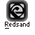 Pixelated square icon with grayscale spiral pattern and four corner brackets, below which is dark brown text reading 'Redsand' on light gray background.