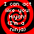 Four identical red and black spiral patterns with white text reading "I can act like you: Hiyah! (I'm a ninja)" arranged in a